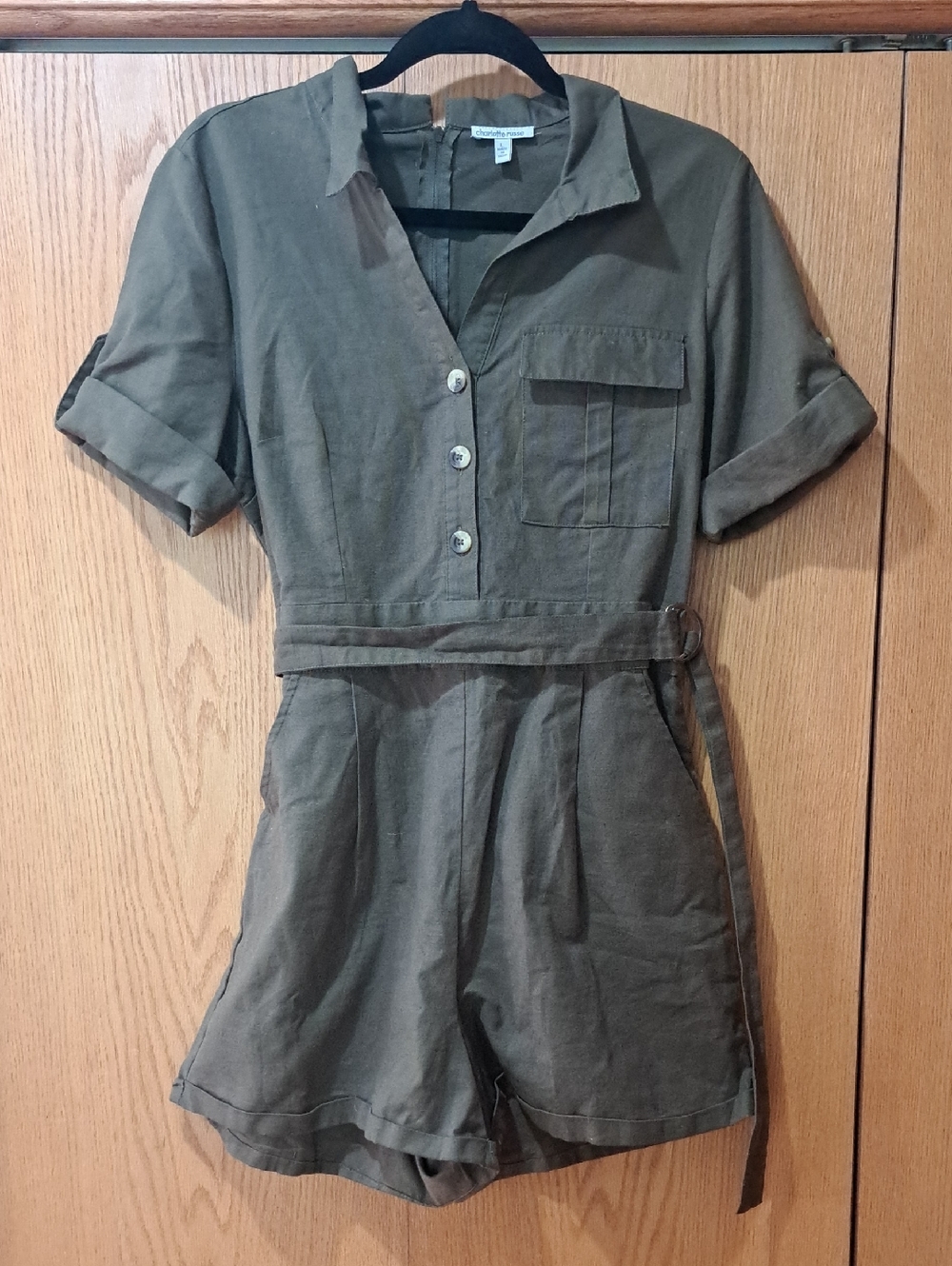 Charlotte Russe Vintage Olive Utility Romper